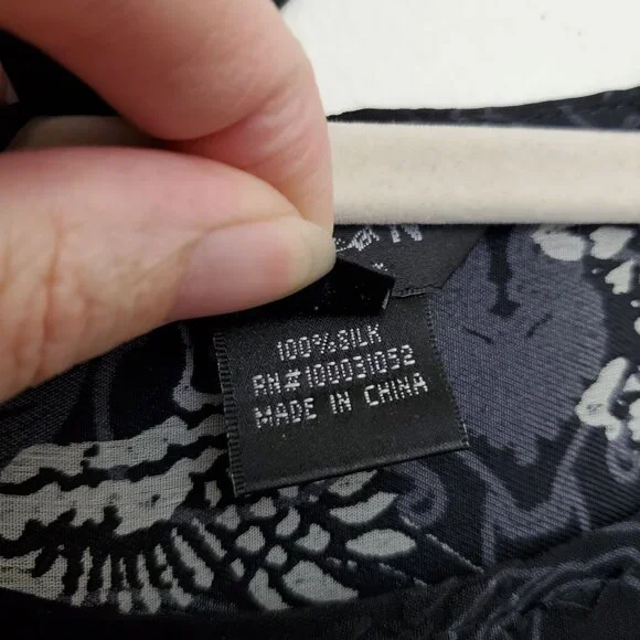 Citron dark spring printed silk blouse with matching scarf - Picture 5 of 10